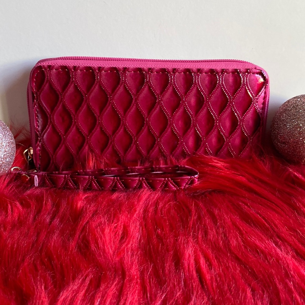 Pink leather Snake Print Zipper Wallet